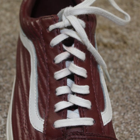 Vans Old Skool Moto Leather Maroon Skate Sneakers Shoe Size Womens 7 Mens 5.5 - Picture 3 of 12